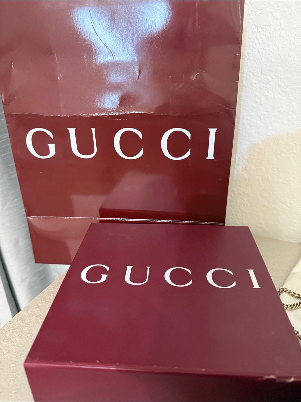Gucci GG MARMONT MINI BAG Burgundy GG Marmont Quilted chain Shoulder Bag 1 - Picture 5 of 16